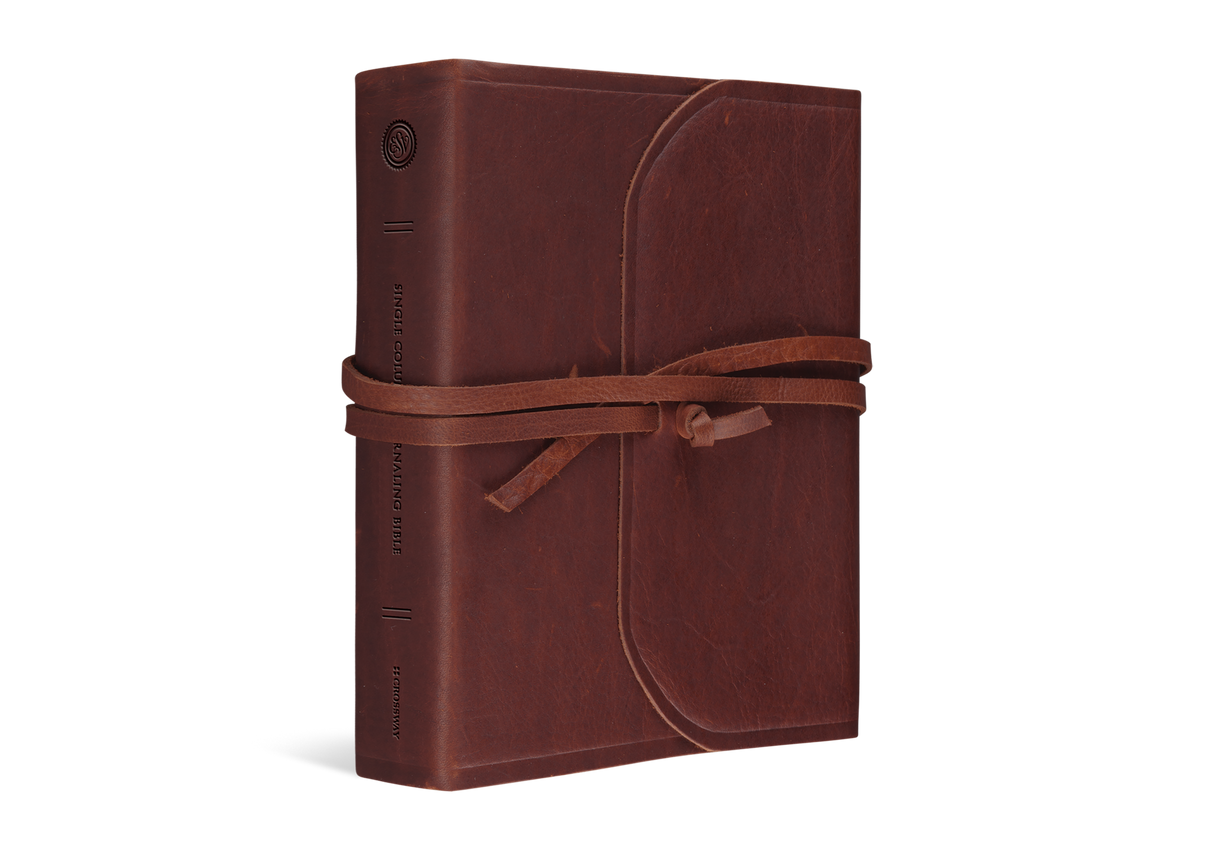 ESV Single Column Journaling Bible, Large Print (Natural Leather, Brown, Flap with Strap)