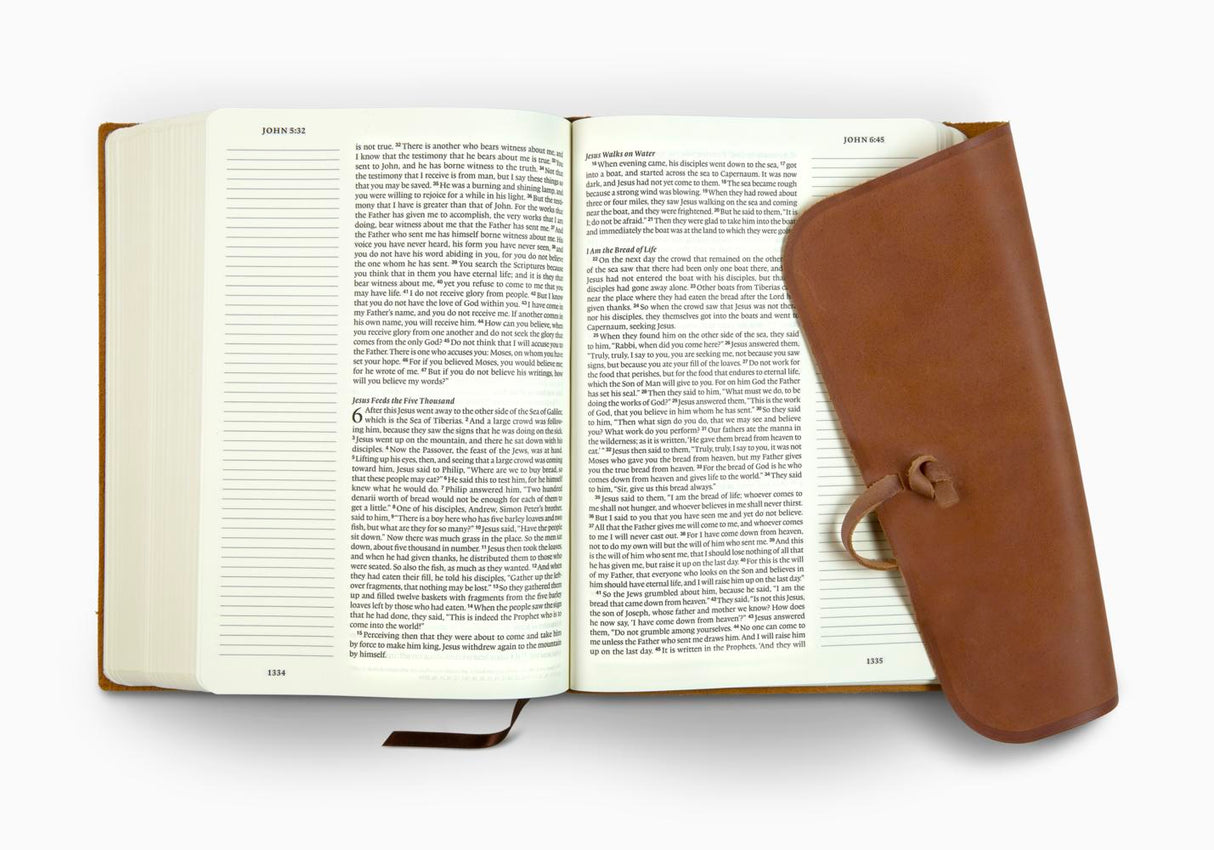 ESV Single Column Journaling Bible, Large Print (Natural Leather, Brown, Flap with Strap)